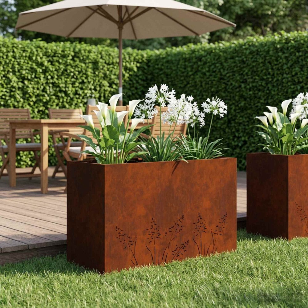 vidaXL Trädgårdsplanterare Rostig 80 x 30 x 49 cm Väderbeständig stål