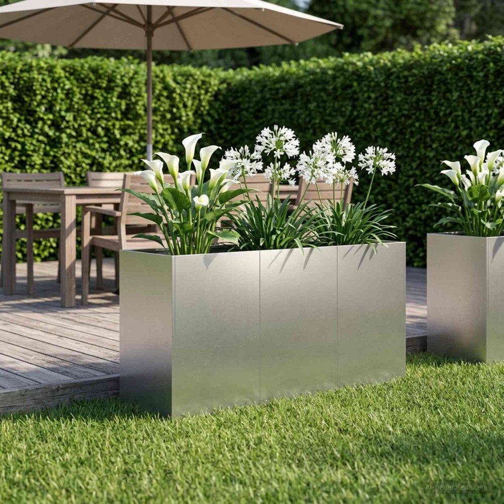 vidaXL Trädgårdsplanterare Silver 120 x 40 x 60 cm Rostfritt stål