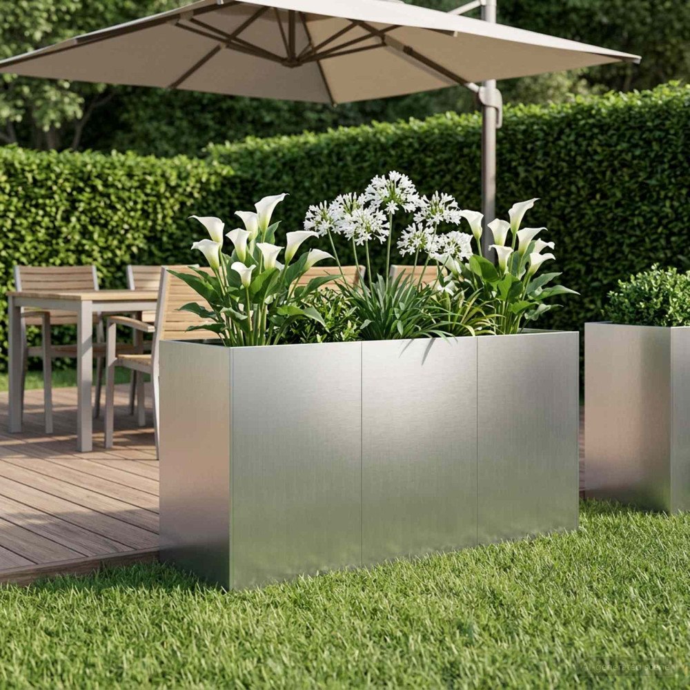 vidaXL Trädgårdsplanterare Silver 120 x 40 x 60 cm Galvaniserat stål
