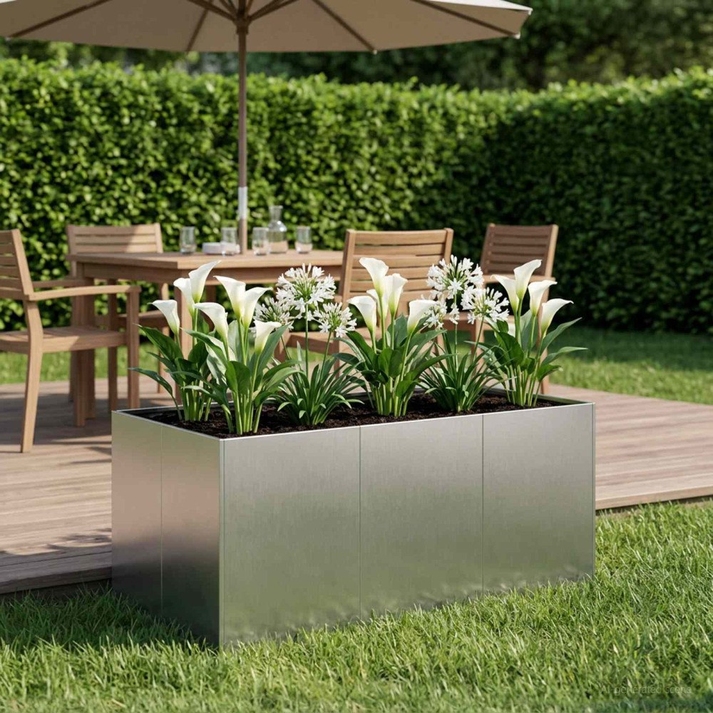 vidaXL Trädgårdsplanterare Silver 120 x 80 x 60 cm Rostfritt stål