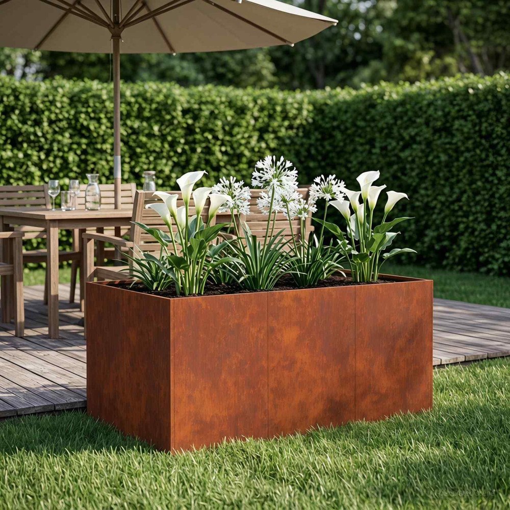 vidaXL Trädgårdsplanterare Rostig 120 x 80 x 60 cm Väderbeständig stål