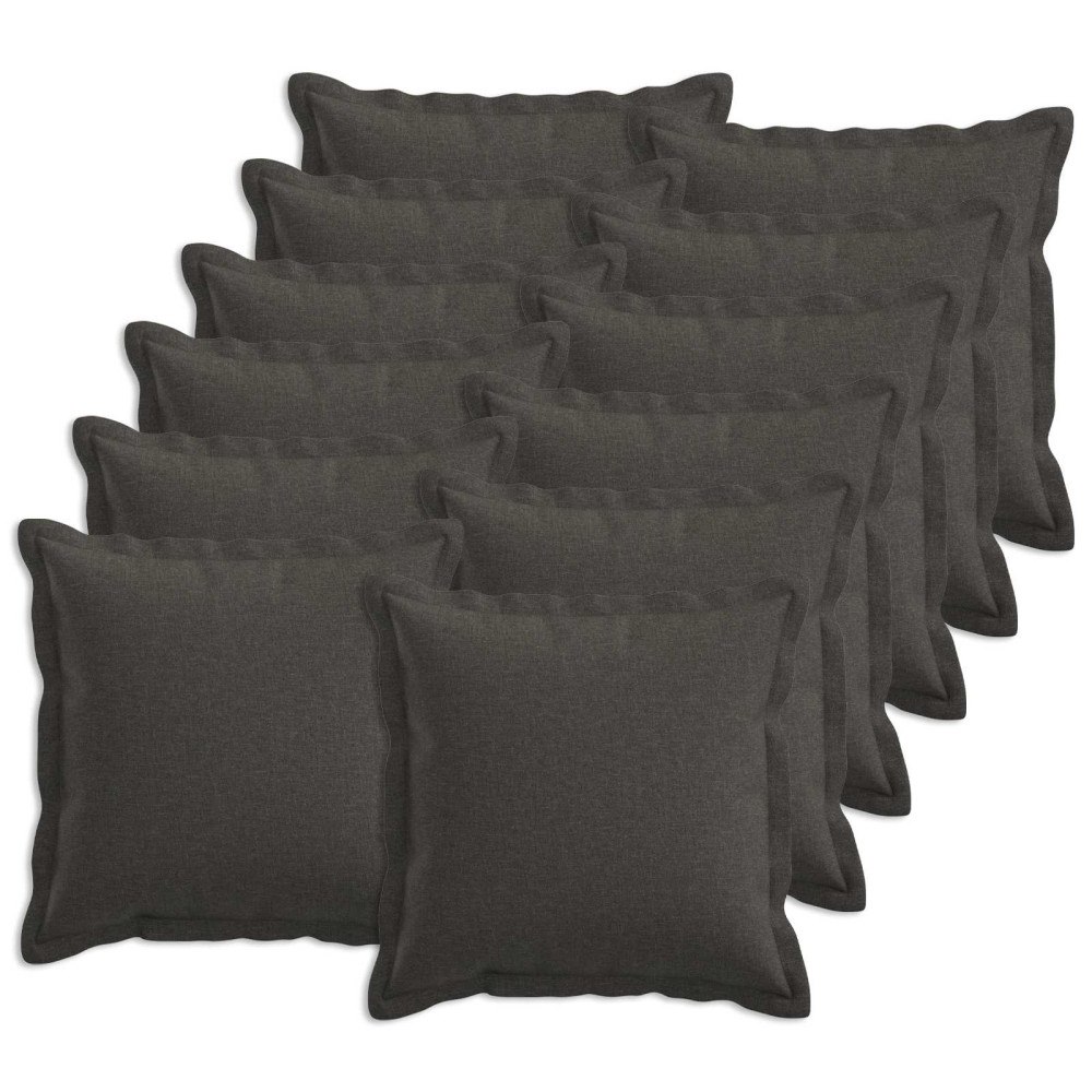 vidaXL Kuddöverdrag 12 st HOUTEN Mörkgrå 45 x 45 cm Faux Linne