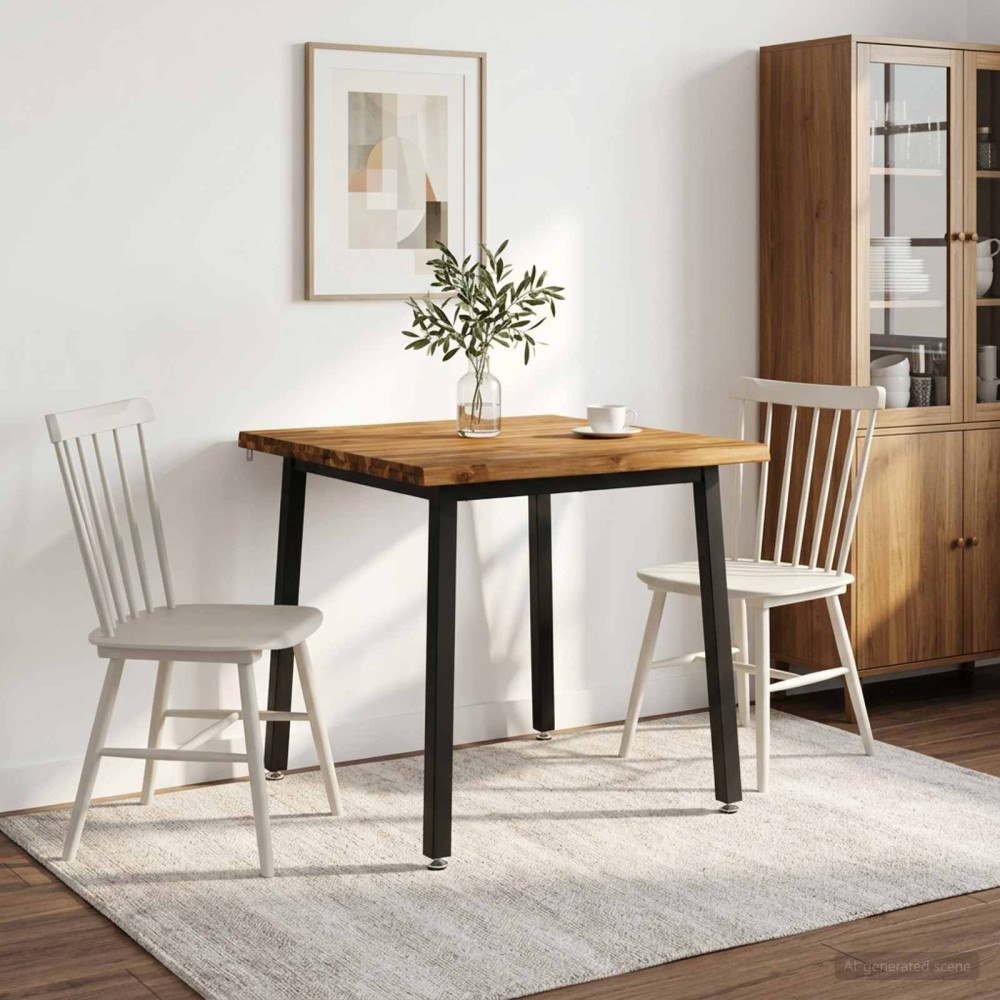 vidaXL 70 x 70 x 75 cm Massivt Akaciaträ Naturlig och svart Fyrkantig