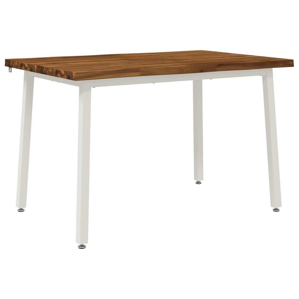 vidaXL 140 x 70 x 75 cm Massivt Akaciaträ Naturlig och vit Rektangulär