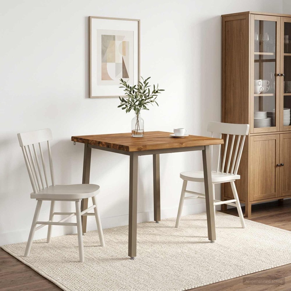 vidaXL 80 x 80 x 75 cm Massivt Akaciaträ Naturlig och Kaffe Fyrkantig
