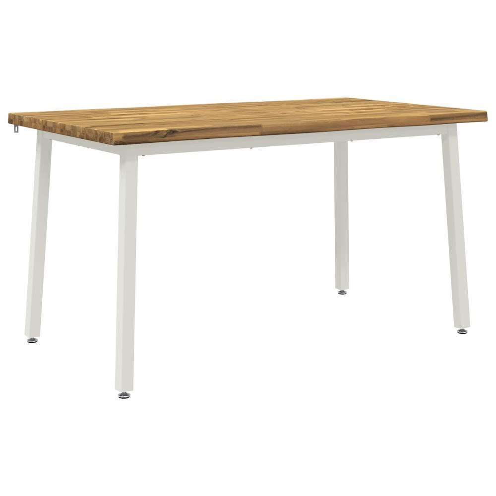 vidaXL 140 x 80 x 75 cm Massivt Akaciaträ Vit Rektangulär