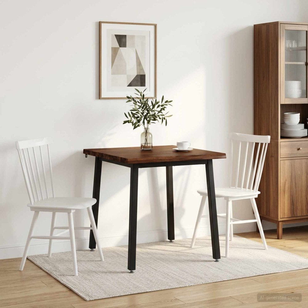 vidaXL 90 x 90 x 75 cm Massivt Akaciaträ Mörkbrun och svart Fyrkantig