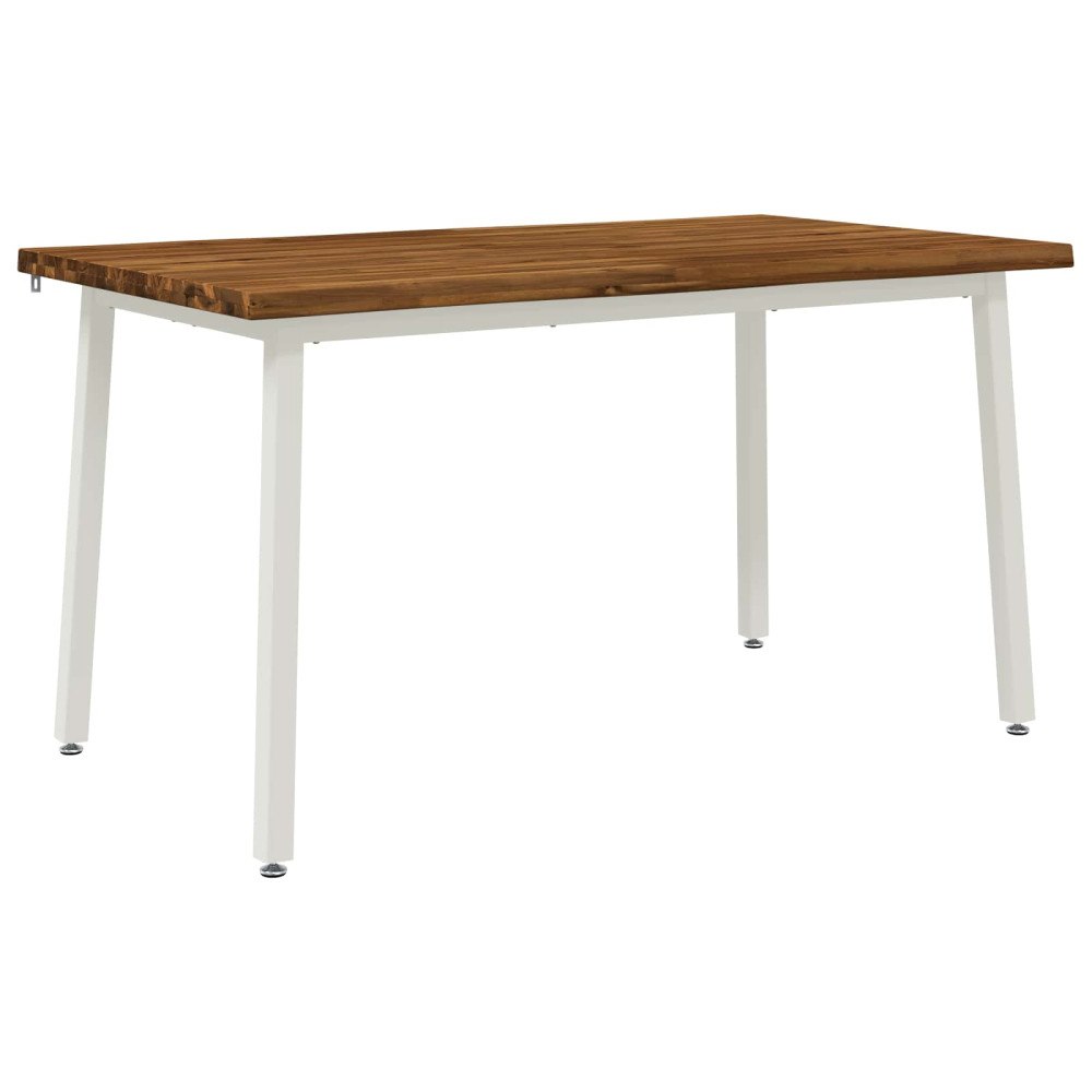 vidaXL 120 x 90 x 75 cm Massivt Akaciaträ Naturlig och vit Rektangulär