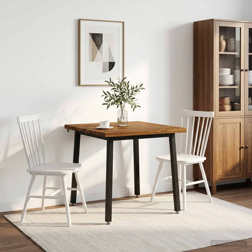 vidaXL 60 x 55 x 75 cm Massivt Akaciaträ Naturlig och svart