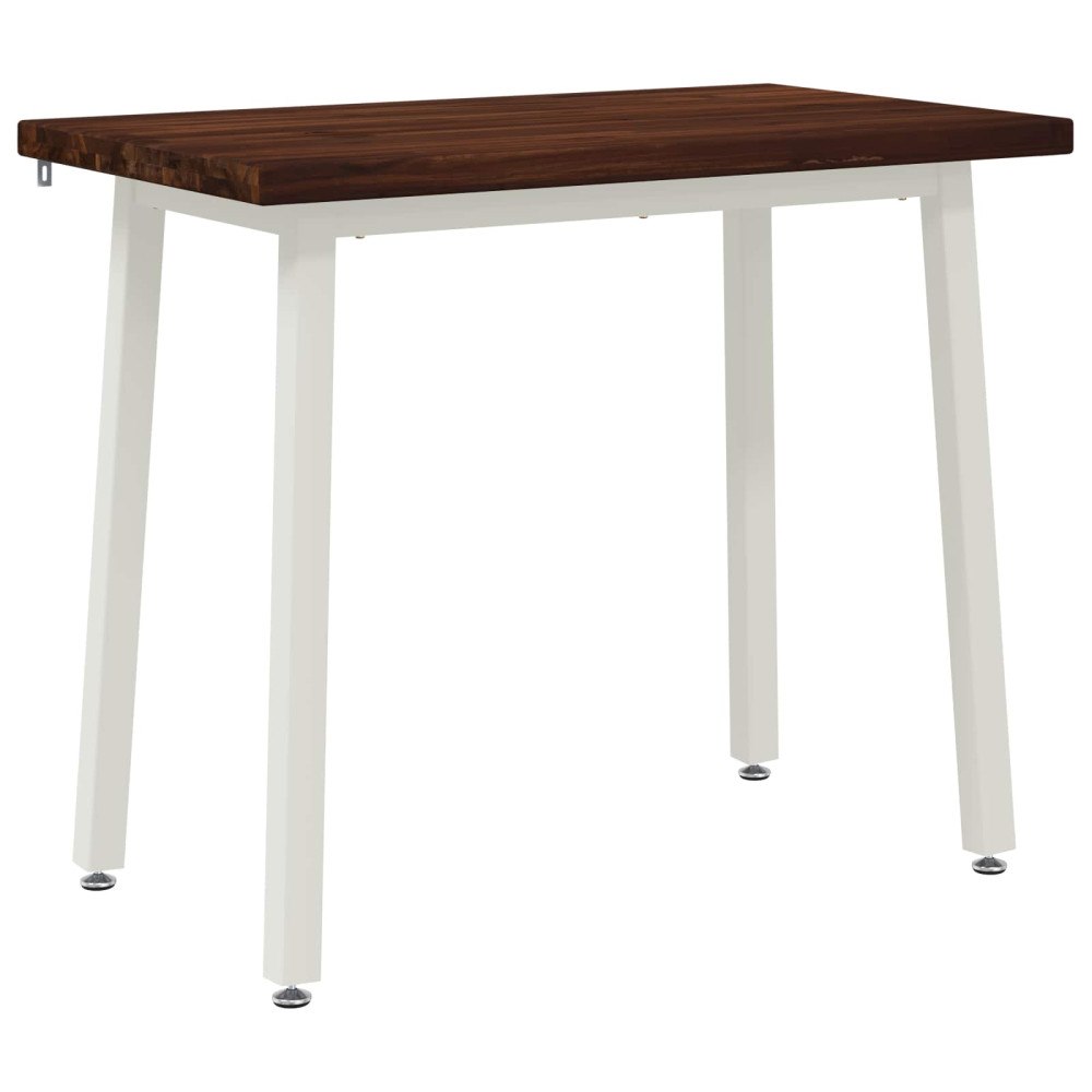 vidaXL 110 x 55 x 75 cm Massivt Akaciaträ Mörkbrun och Vit Rektangulär