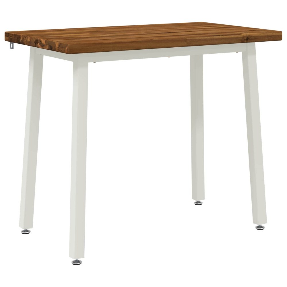 vidaXL 110 x 55 x 75 cm Massivt Akaciaträ Naturlig och vit Rektangulär