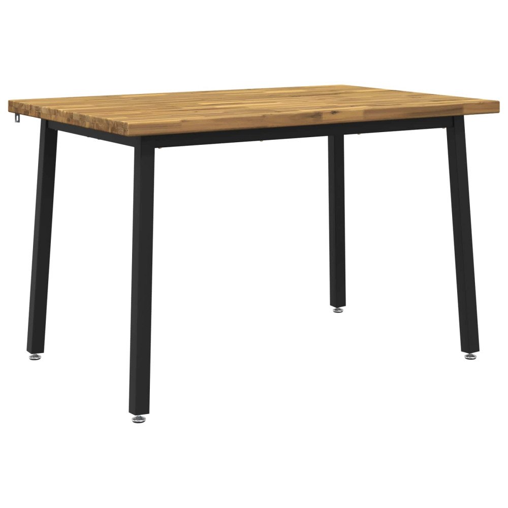 vidaXL 120 x 70 x 75 cm Massivt Akaciaträ Vit och svart Rektangulär