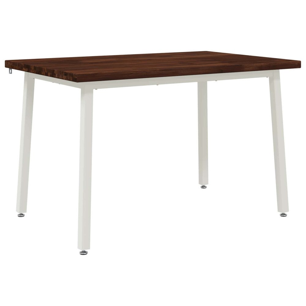 vidaXL 120 x 80 x 75 cm Massivt Akaciaträ Mörkbrun och Vit Rektangulär