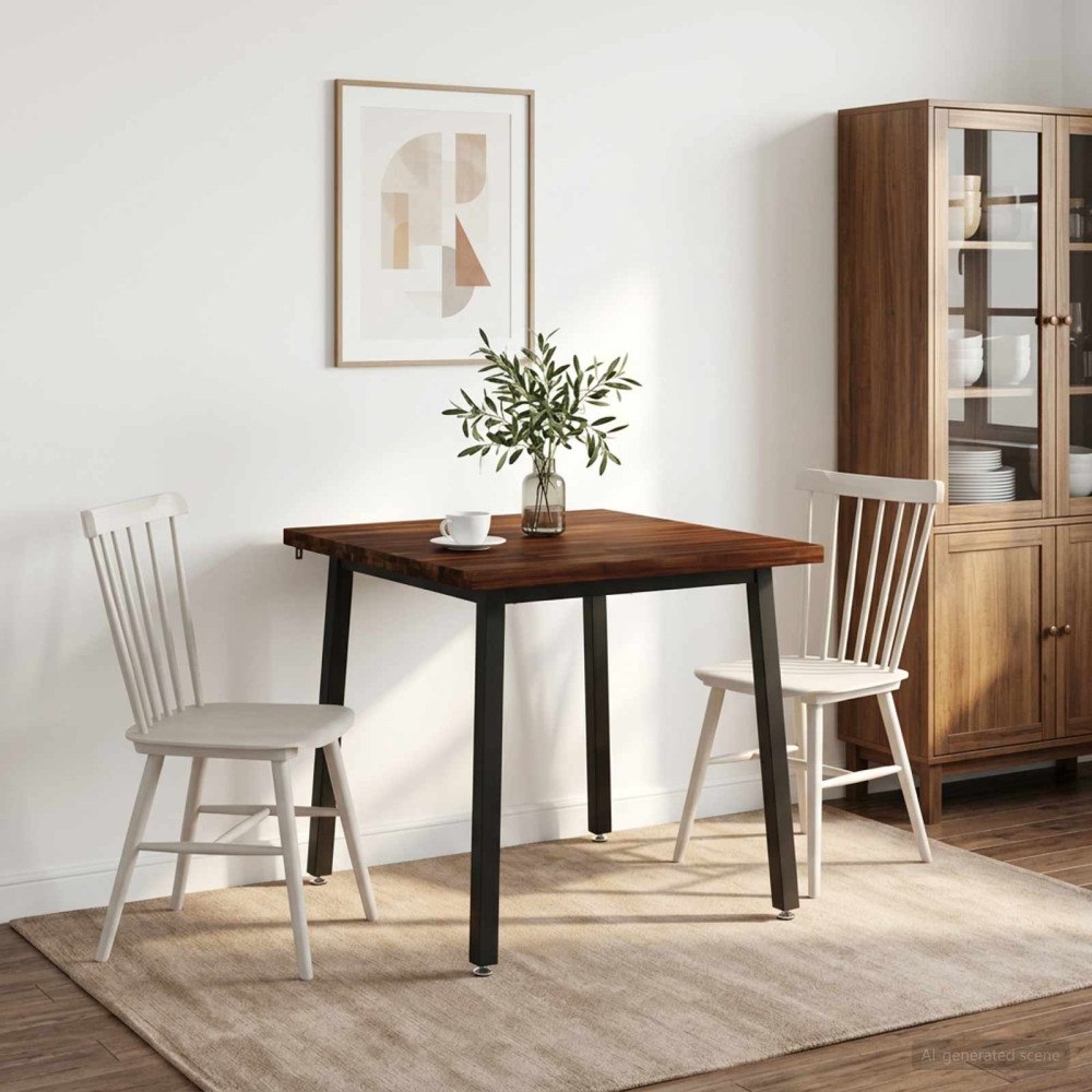 vidaXL 90 x 90 x 75 cm Massivt Akaciaträ Mörkbrun och svart Fyrkantig