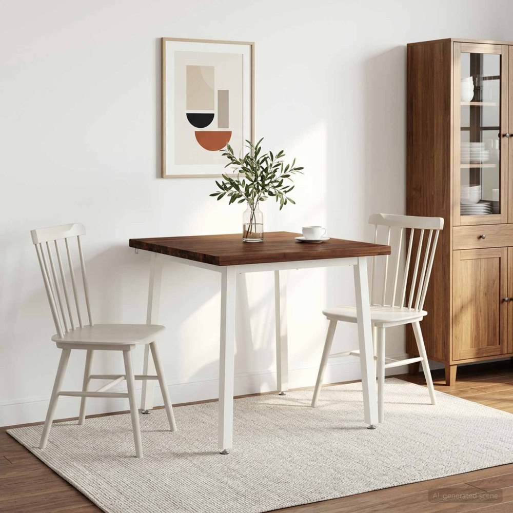 vidaXL 90 x 90 x 75 cm Massivt Akaciaträ Mörkbrun och Vit Fyrkantig