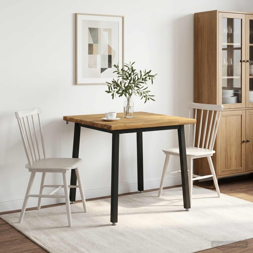 vidaXL 90 x 90 x 75 cm Massivt Akaciaträ Vit och svart Fyrkantig