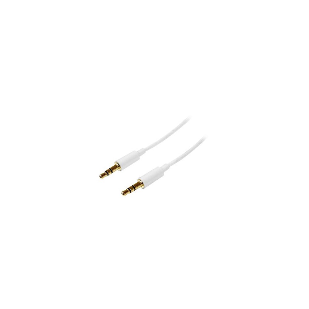 StarTech.com Startech 1m White Slim 3.5mm Stereo Audio Cable - 3.5mm Audio Aux Stereo - Male to Male Headphone Cable - 2x 3.5mm Mini...