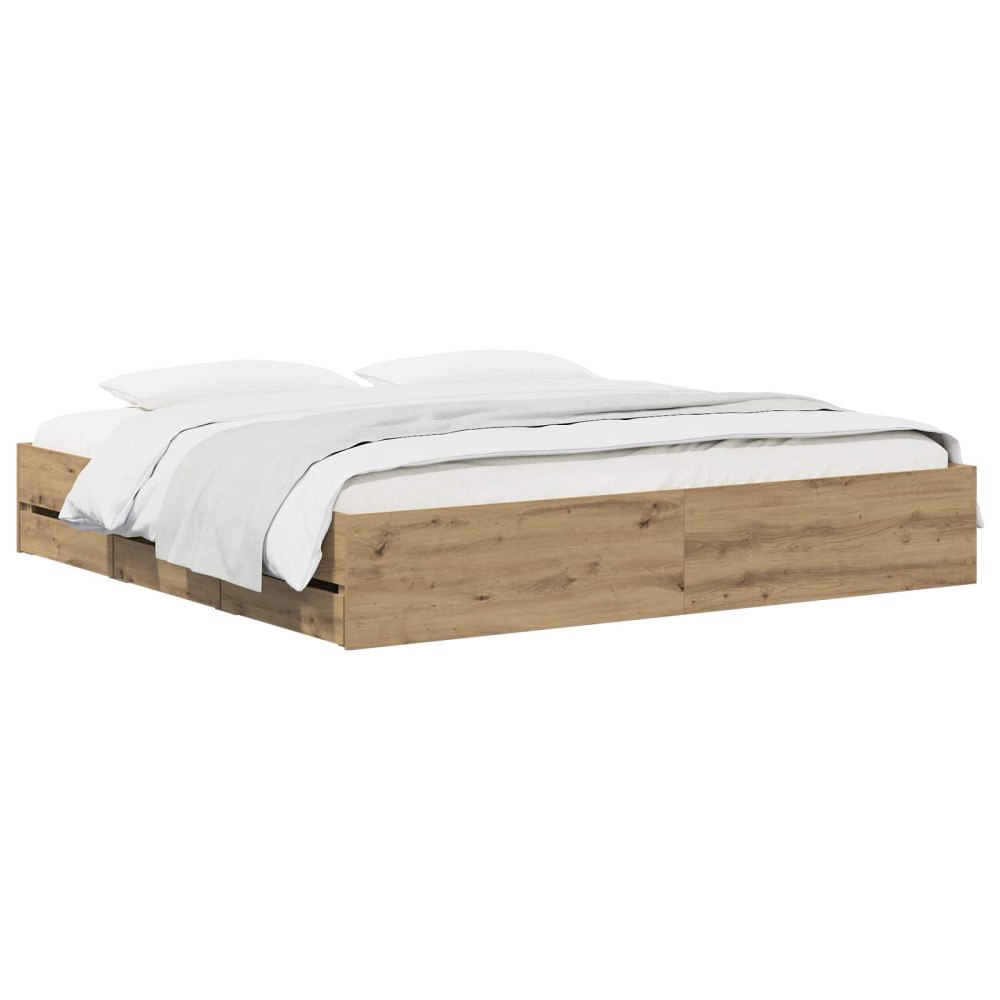 vidaXL Sängram med förvaring Artisan-ek 180 x 200 cm Konstruerat trä