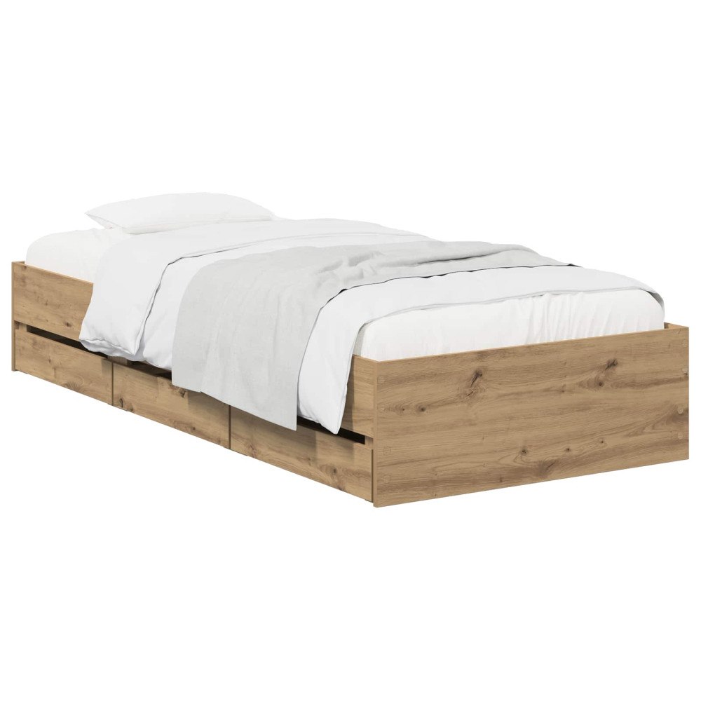 vidaXL Sängram med förvaring Artisan-ek 90 x 200 cm Konstruerat trä