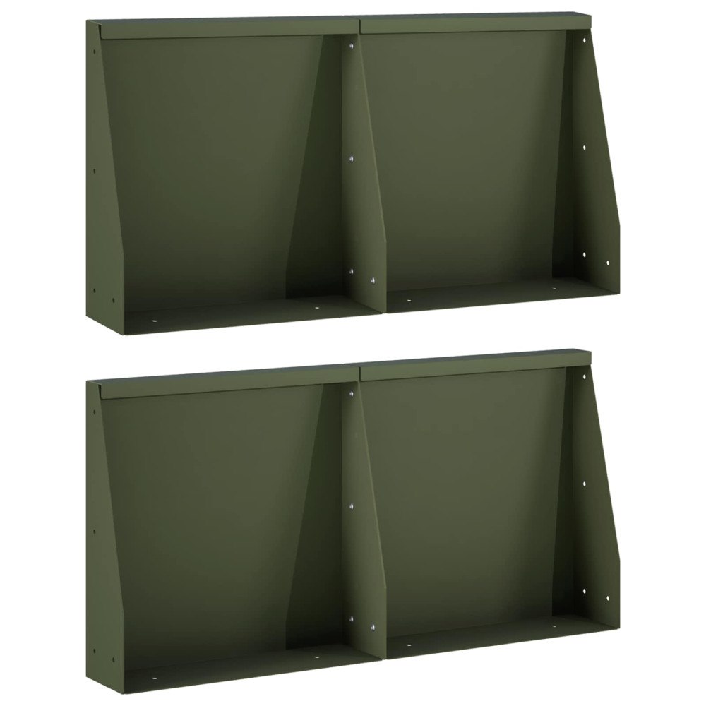 vidaXL Stödvägg 4 st 40 x 12 x 30 cm Stål Olivgrön