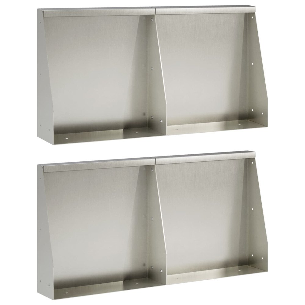 vidaXL Stödvägg 4 st 40 x 12 x 30 cm Rostfritt stål Silver