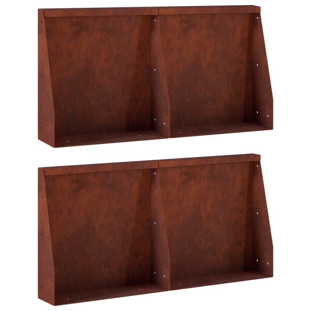 vidaXL Stödvägg 4 st 40 x 12 x 40 cm Väderbeständig stål Rostig