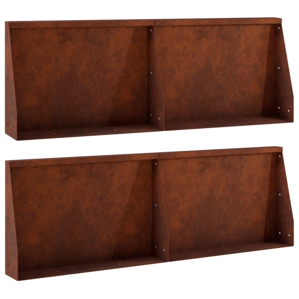 vidaXL Stödvägg 4 st 60 x 12 x 40 cm Väderbeständig stål Rostig