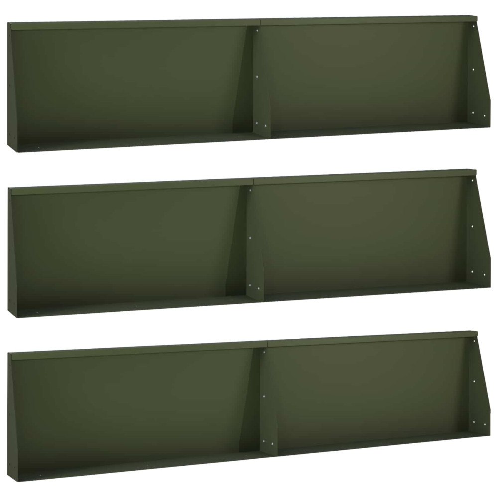 vidaXL Stödvägg 6 st 100 x 12 x 30 cm Stål Olivgrön