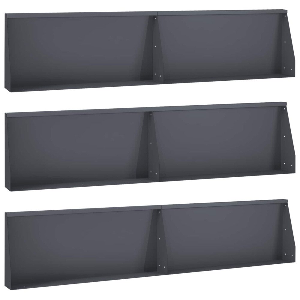 vidaXL Stödvägg 6 st 100 x 12 x 40 cm Stål Antracit