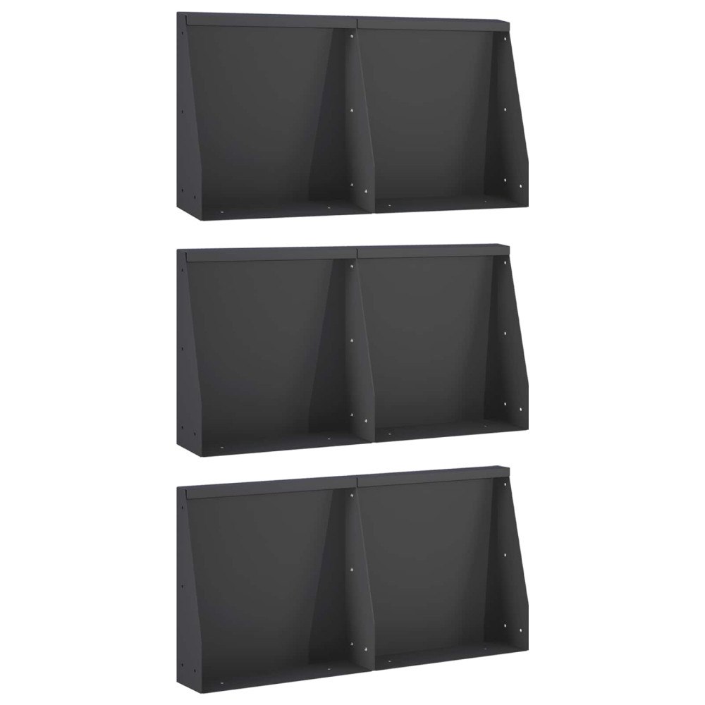 vidaXL Stödvägg 6 st 40 x 12 x 30 cm Stål Svart