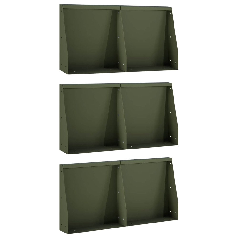 vidaXL Stödvägg 6 st 40 x 12 x 30 cm Stål Olivgrön