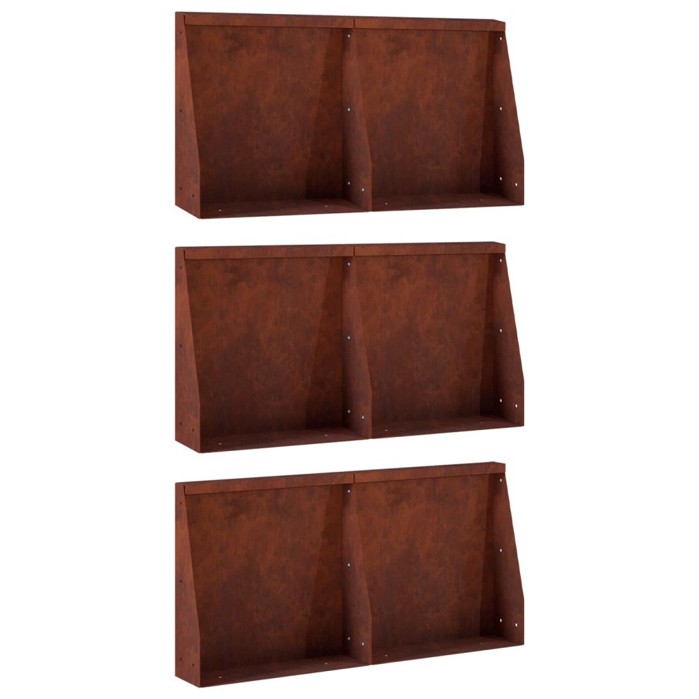 vidaXL Stödvägg 6 st 40 x 12 x 40 cm Väderbeständig stål Rostig