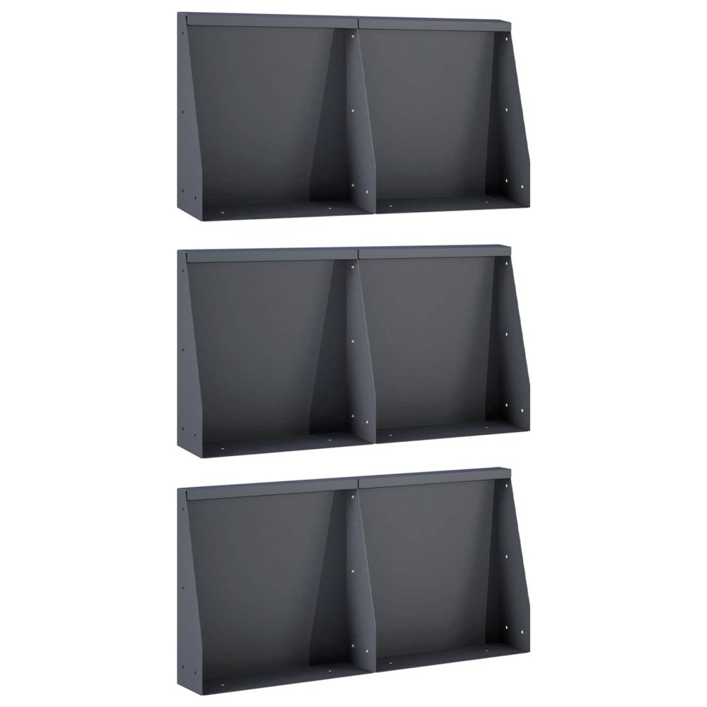 vidaXL Stödvägg 6 st 40 x 12 x 50 cm Stål Antracit