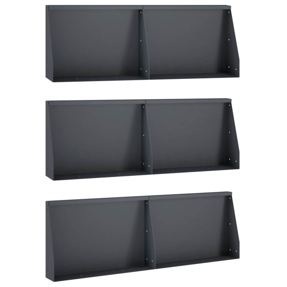 vidaXL Stödvägg 6 st 60 x 12 x 30 cm Stål Antracit