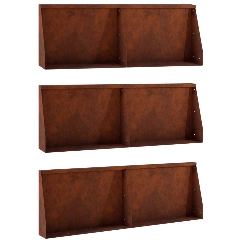 vidaXL Stödvägg 6 st 60 x 12 x 40 cm Väderbeständig stål Rostig