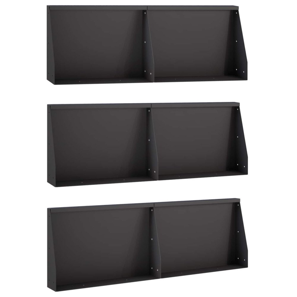 vidaXL Stödvägg 6 st 60 x 12 x 50 cm Stål Svart