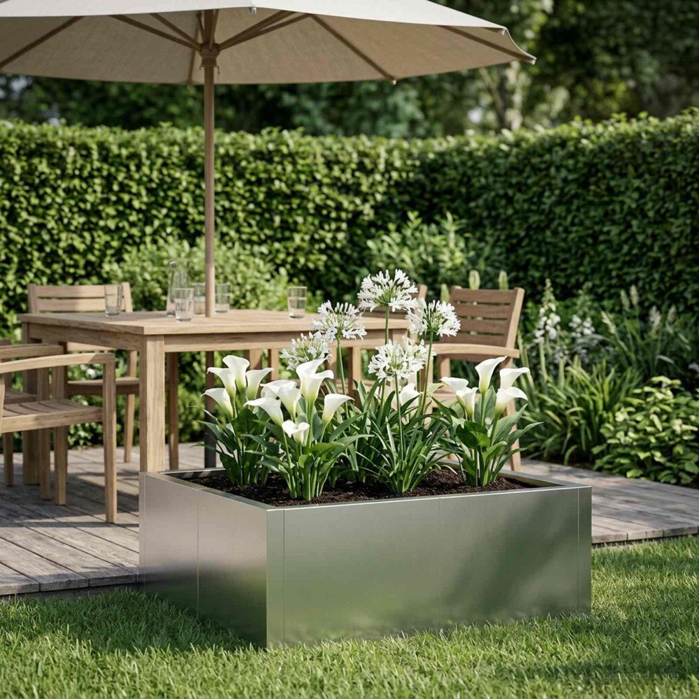 vidaXL Stödvägg 4 st 100 x 100 x 50 cm Rostfritt stål Silver