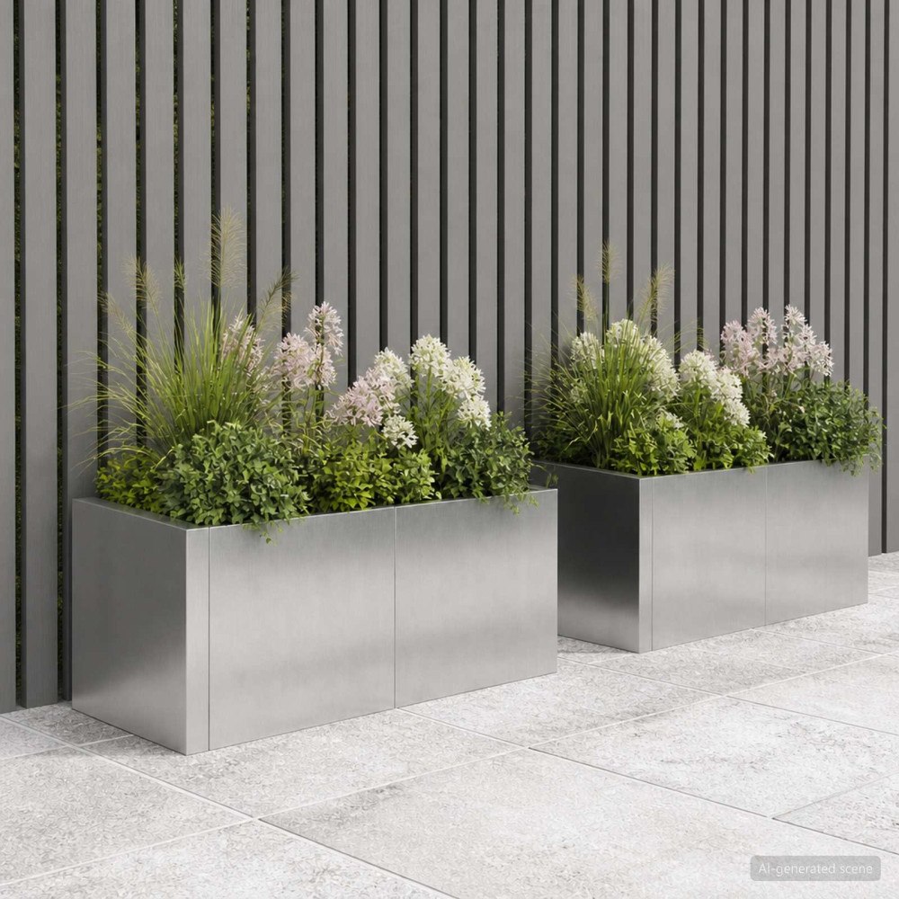 vidaXL Stödvägg 2 st 50 x 50 x 30 cm Rostfritt stål Silver