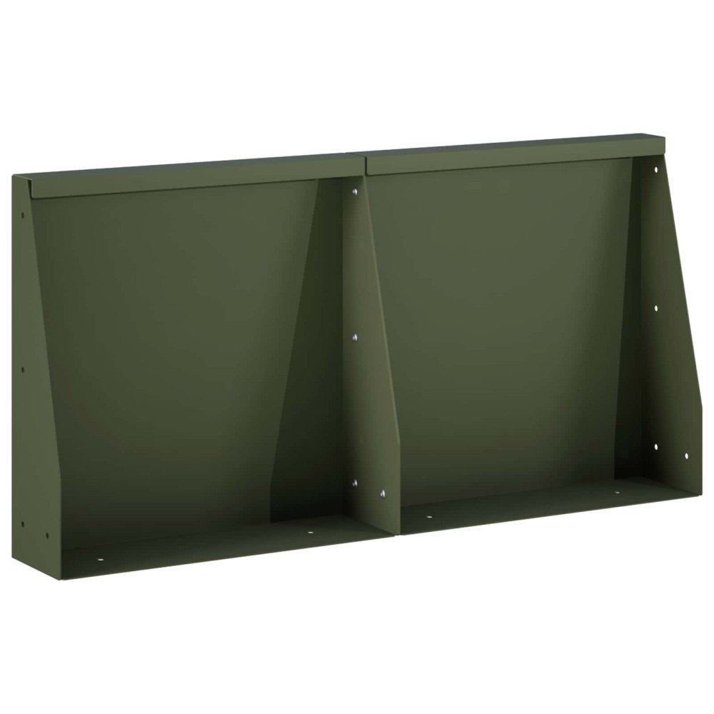 vidaXL Stödvägg 2 st 40 x 12 x 30 cm Stål Olivgrön