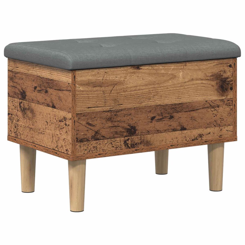 vidaXL Förvaringsbänk med kudde Ekträ 62 x 42 x 46 cm Konstruerat trä