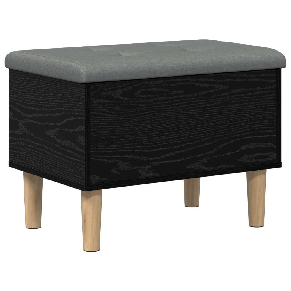 vidaXL Förvaringsbänk med kudde Svart ek 62 x 42 x 46 cm