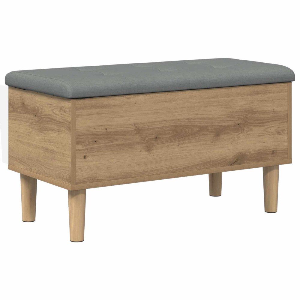 vidaXL Förvaringsbänk med kudde Artisan-ek 82 x 42 x 46 cm