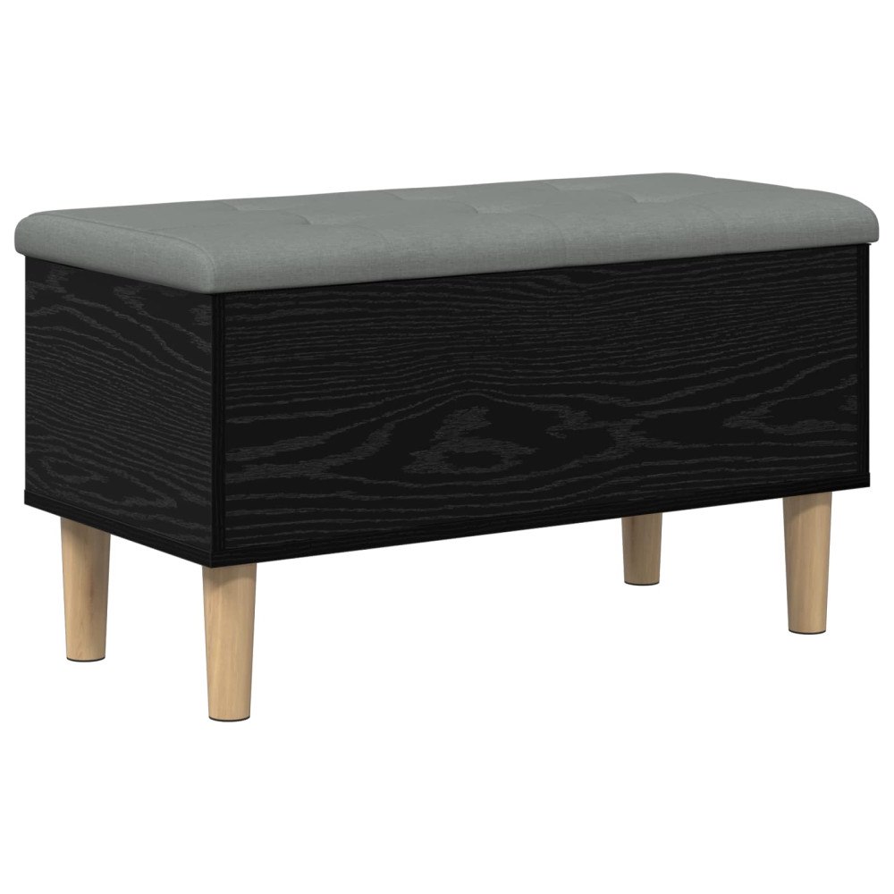 vidaXL Förvaringsbänk med kudde Svart ek 82 x 42 x 46 cm
