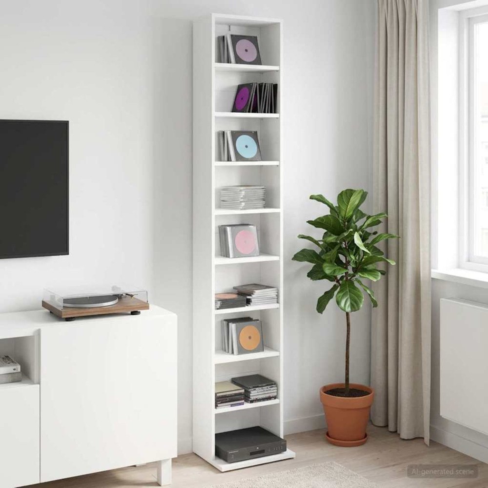 vidaXL CD Skåp Vit 33 x 23,5 x 175 cm Konstruerat trä