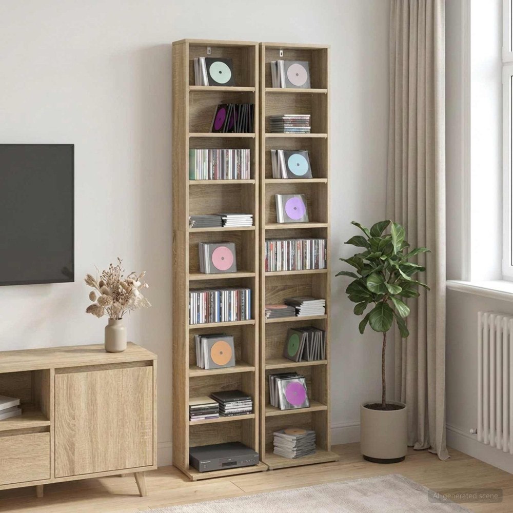 vidaXL CD Skåp 2 st Sonoma-ek 33 x 23,5 x 175 cm Konstruerat trä