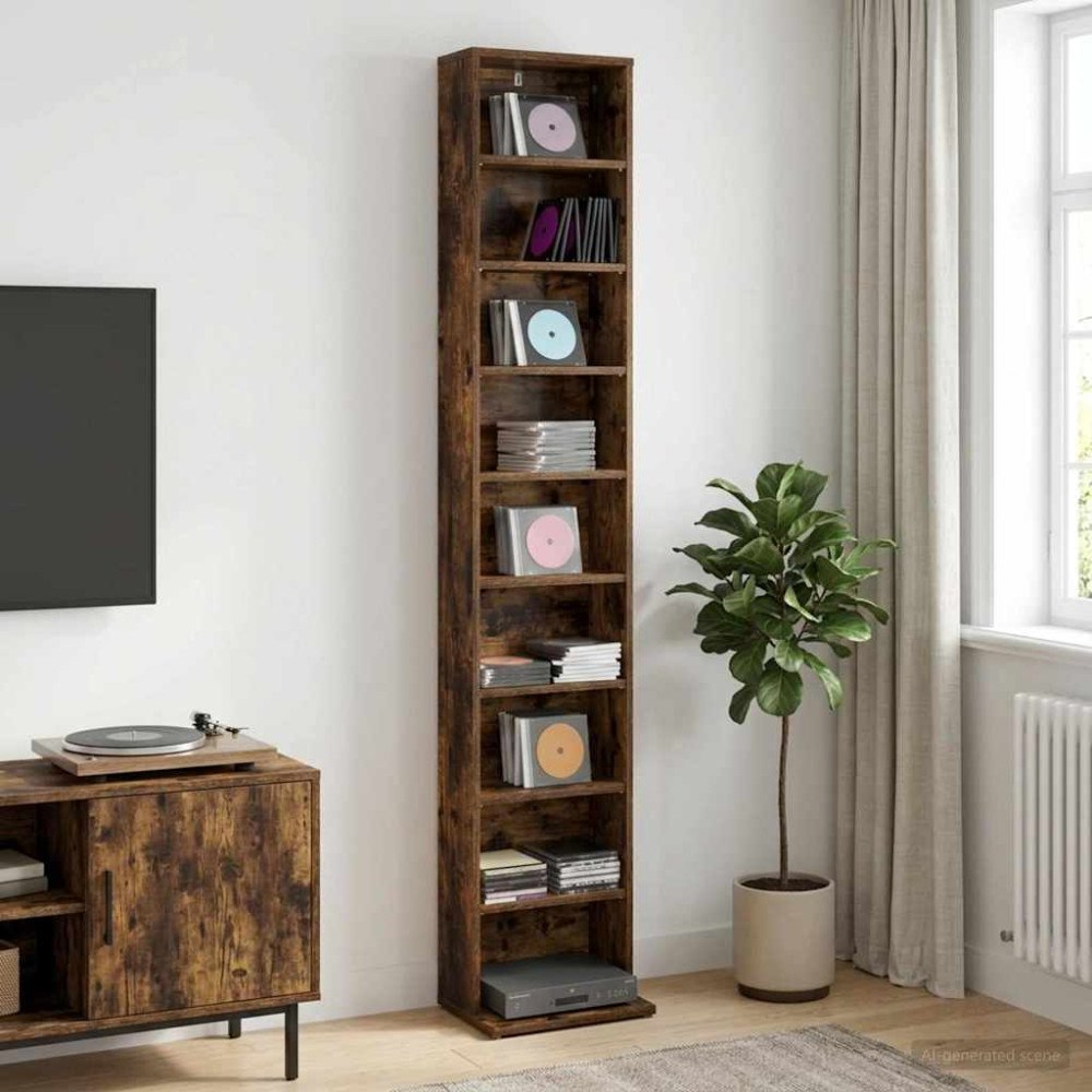 vidaXL CD Skåp Rökt ek 33 x 23,5 x 175 cm Konstruerat trä