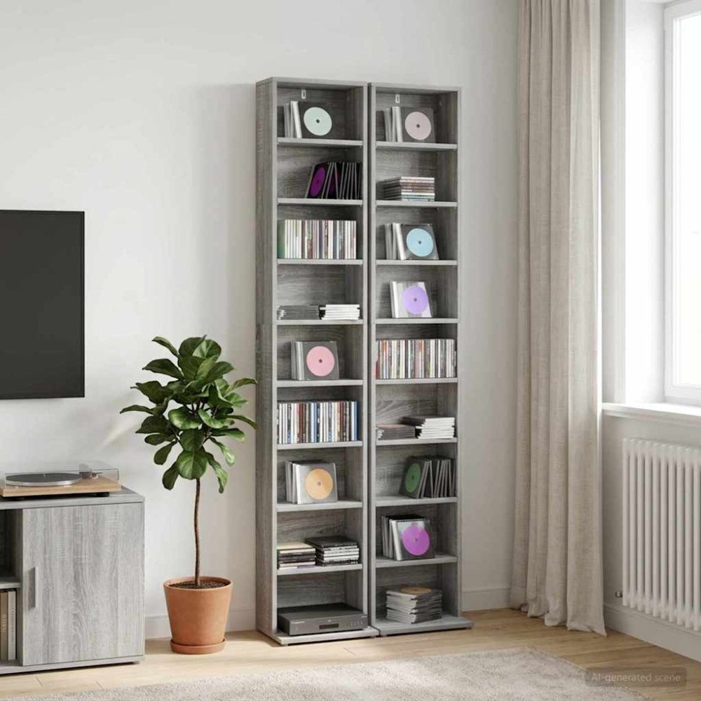 vidaXL CD Skåp 2 st Grå Sonoma 33 x 23,5 x 175 cm Konstruerat trä