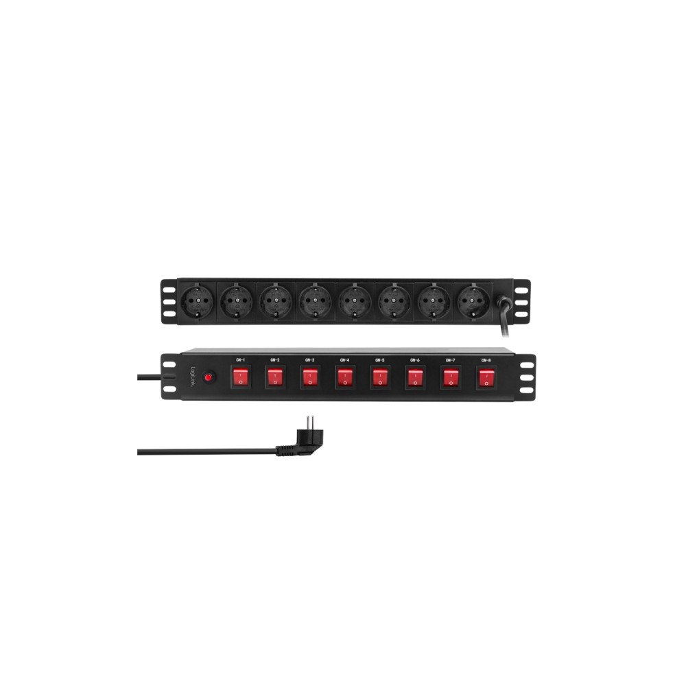 LogiLink LogiLink PDU8D01, 8 AC-utgångar, PDU, 230 V, 50 hz, 16 A, 36...
