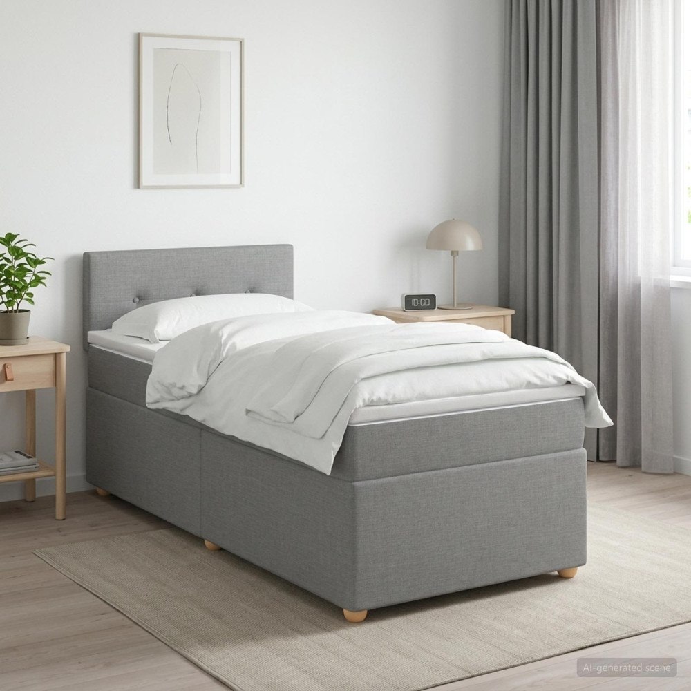 vidaXL Kontinentalsäng med madrass Ljusgrå 100 x 200 cm Tyg