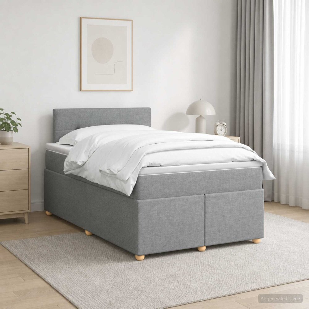 vidaXL Kontinentalsäng med madrass Ljusgrå 120 x 190 cm Tyg